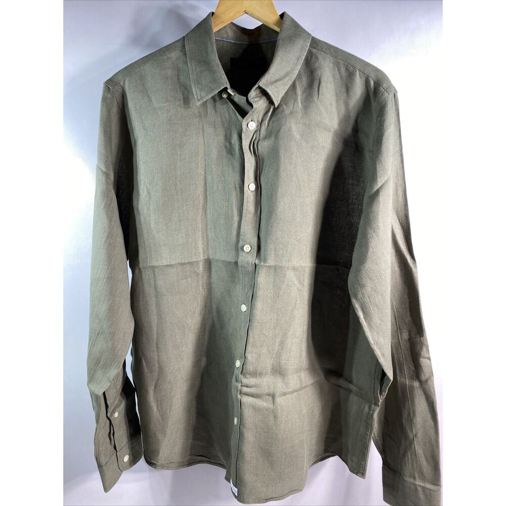 Jaeger Olive Oxford Collar Regular Fit Button Casual Dress Shirt Men's Large 46"
